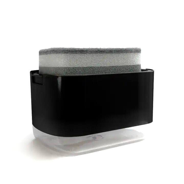 

Press Type Soap Dispenser Detachable Double Layer Drainage Design Soap Dish, Spec: Black With Sponge