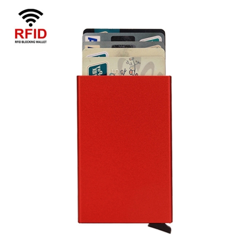 

RFID Short Metal Card Case Credit Card Holder Wallet(Red)