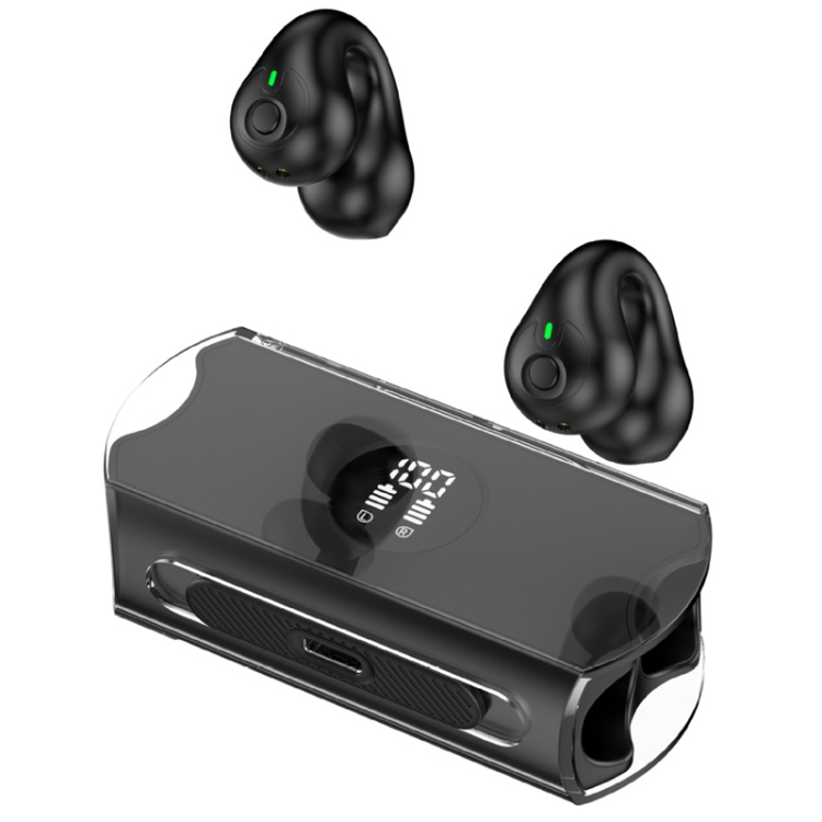 

Transparent Capsule Ear Clip Bluetooth Earphones TWS Digital Gaming Wireless Headset(Black)