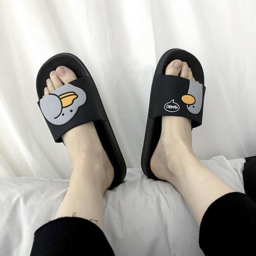 

Cartoon Duck Pattern Casual Soft Wear-resistant Couple Slippers, Size: 42-43(Black Duck)