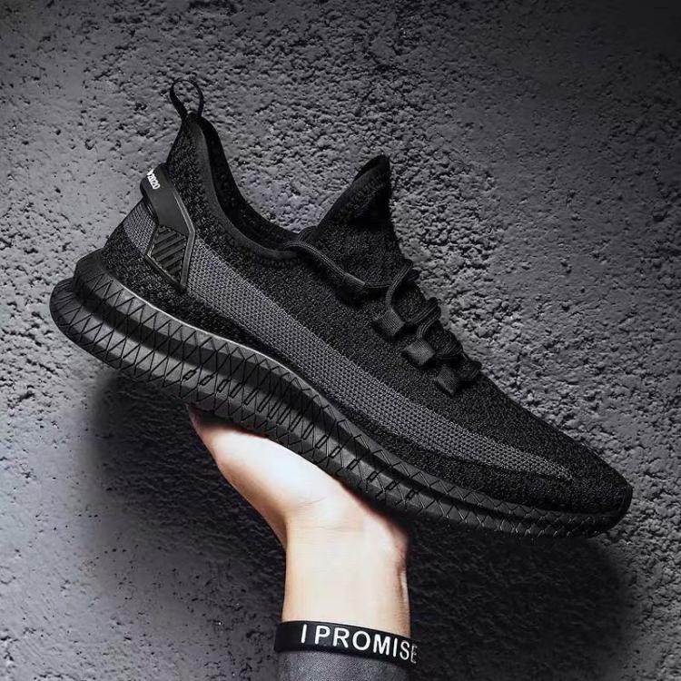 

Men Breathable Sneakers Fly Woven Casual Mesh Shoes, Size: 39(Feather Black)
