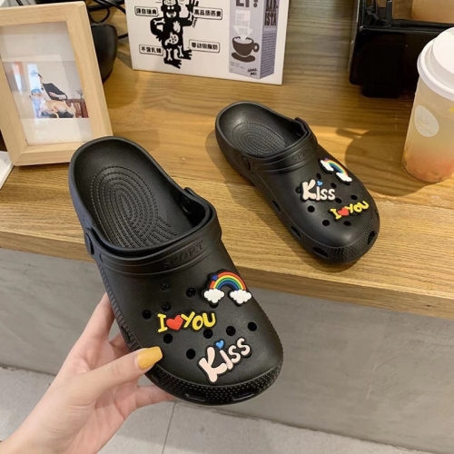 

Outerwear Clogs Cartoon Non-slip Thick-soled Beach Sandals, Size: 36-37(Black)