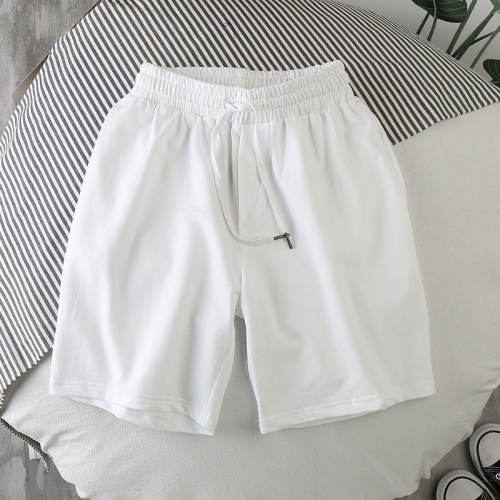 Summer Elastic Band Beach Shorts Men Casual Sports Shorts, Size: M(White) men s casual loose beach pants large size monochromatic waterproof shorts five minute swim pants new european and american
