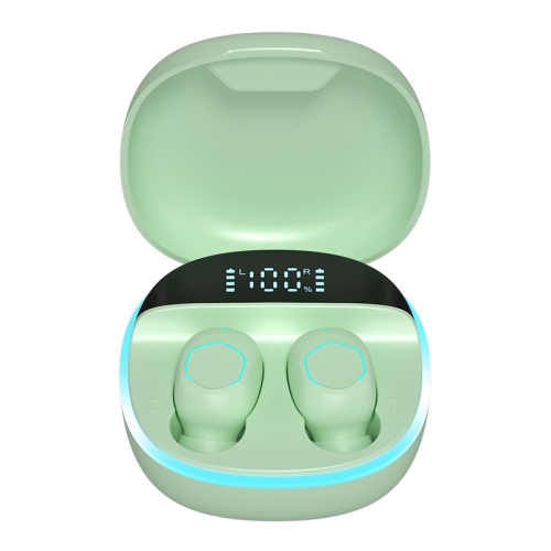 

M13 LED Digital Display Wireless In-Ear Noise Reduction Bluetooth Headset Sport Headphones(Light Green)