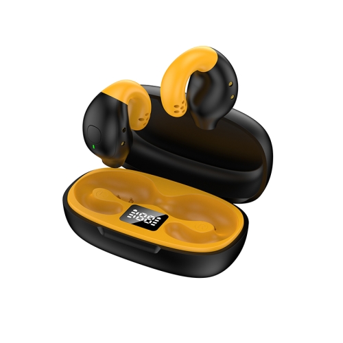 

R18 LED Digital Display Wireless Ear Clip Noise Reduction Bluetooth Headset(Black Yellow)