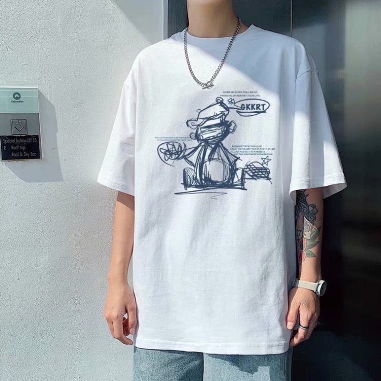 

Summer Loose Printed T-Shirt Hip Hop Casual Short Sleeve, Size: M(White)