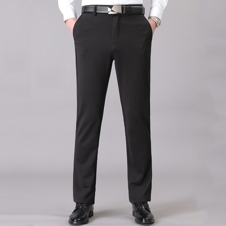 

Men Summer Thin Casual Pants Suit Pants Loose Straight Stretch Chilled Silk Pants, Size: 36(Black)