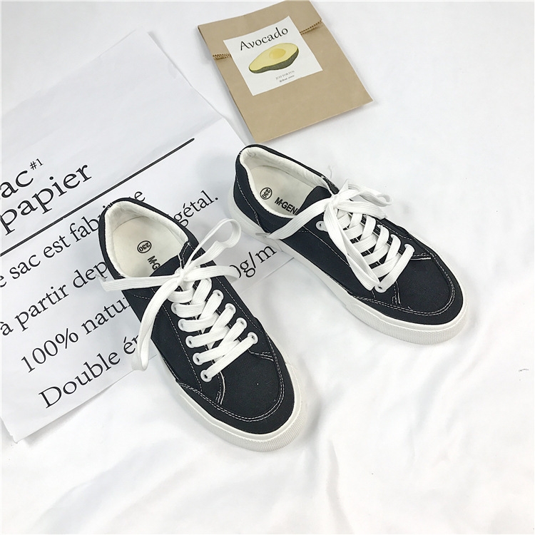 

Student Canvas Shoes All Match Spring Summer Sneakers, Size: 40(Black)