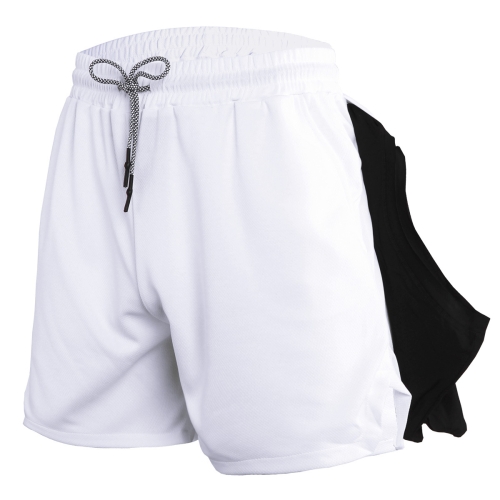 

Mens Quick Dry Athletic Shorts Single Layer 5 / 10 Pants With Towel Hanging, Size: M(White)