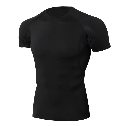 

Mens Tight Fit Short Sleeve Stretchy And Quick Dry Fitness Clothing, Size: S(TD85 All Black)