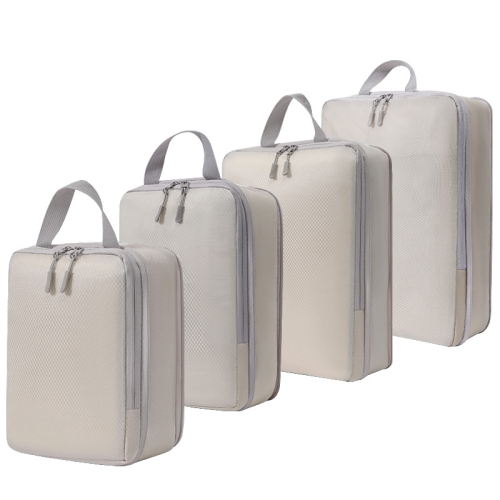 Cubi di imballaggio a compressione 4 in 1 Borse da viaggio espandibili  Organizzatore di bagagli (Beige)