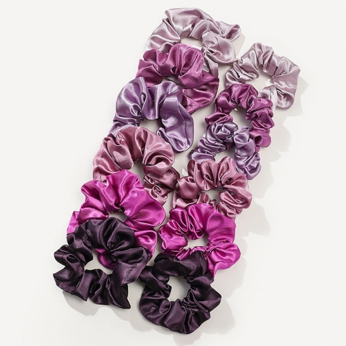 

12pcs/Pack Women Intestine Style Hair Ring Satin Headband Hair Accessories(Purple Mixture)