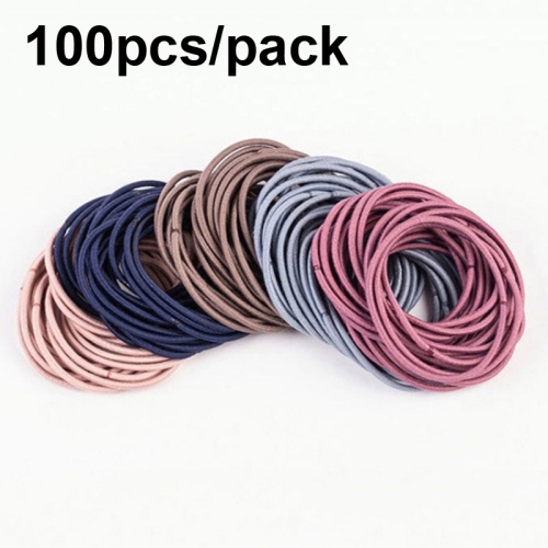 100pcs/pack Stretchy Hair Accessories Nylon Hair Ring Hair Rope Rubber Band Headband(Mixed Color) for samsung galaxy watch 4 watch 5 20mm nylon braided metal buckle watch band gray
