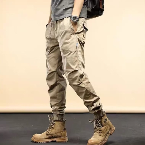 

Mens Overalls Long Pants Casual Loose Leg Jeans, Size: M(Khaki)