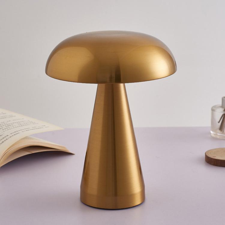 

Bar Restaurant Table Lamp Bedside Atmosphere Rechargeable Mushroom Lamp Dimmable Night Light(Gold)