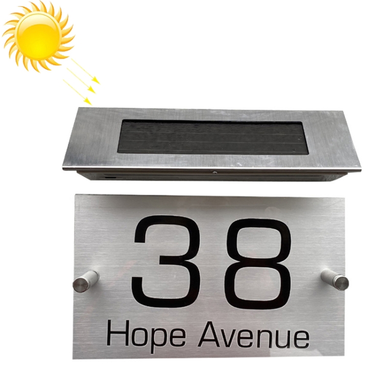 

Large-18LEDs Two-color Light Stainless Steel Solar House Number Wall Light LED Address Indication Number Plate