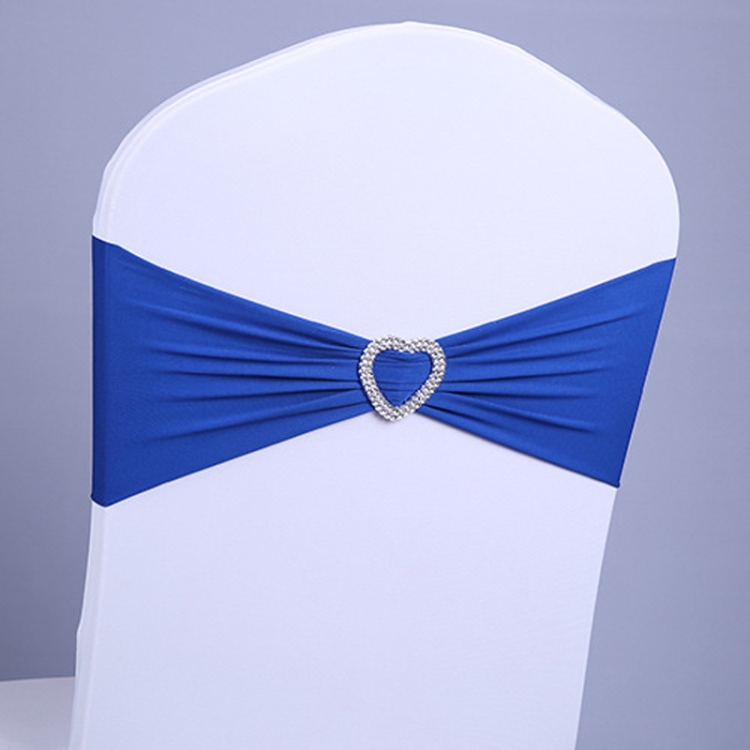 

15x35cm Tie-Free Stretch Chair Back Flower Bow Chair Cover Hotel Chair Back Strap Decoration(Royal Blue)