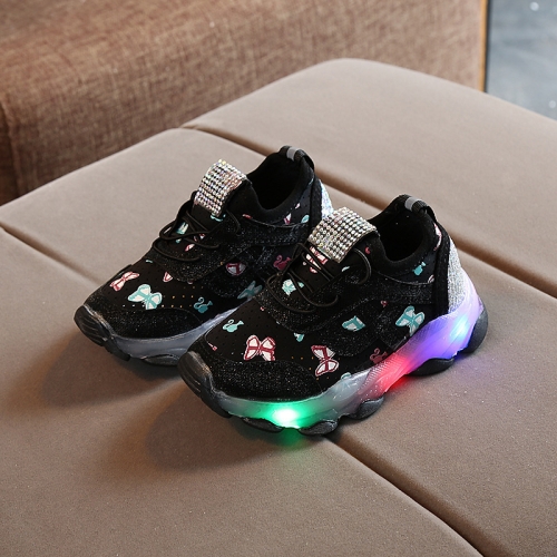 

Spring And Autumn Children Light Up Shoes LED Breathable Sneakers Running Footwear, Size: 27(Black)
