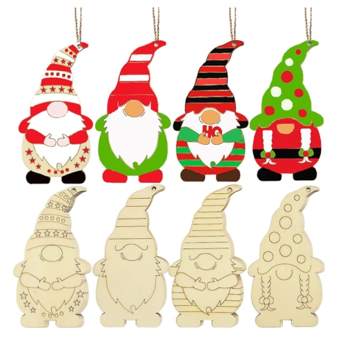 

32pcs/set Christmas Tree DIY Painting Wooden Dwarf Elf Hanging Decorations