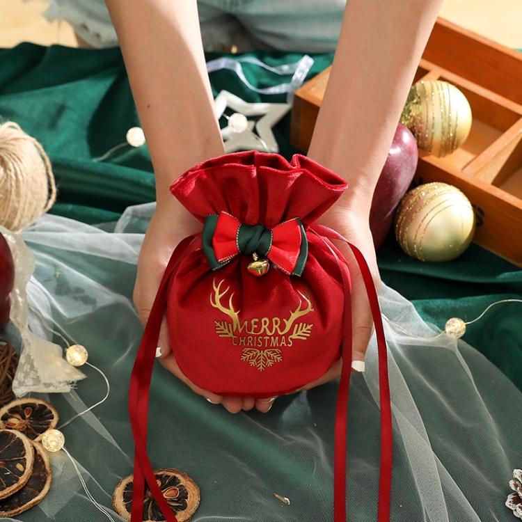 

Christmas Gift Bag Christmas Eve Velvet Candy Bundle Bag, Color: Wine Red Style 2