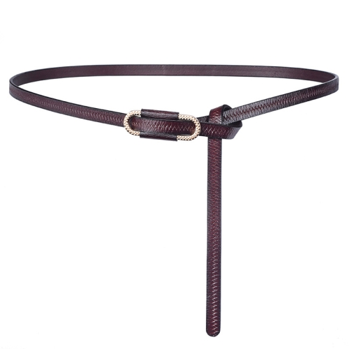 

Women Knotted Leather Slim Waist Band Costume Matching Belt(Coffee)