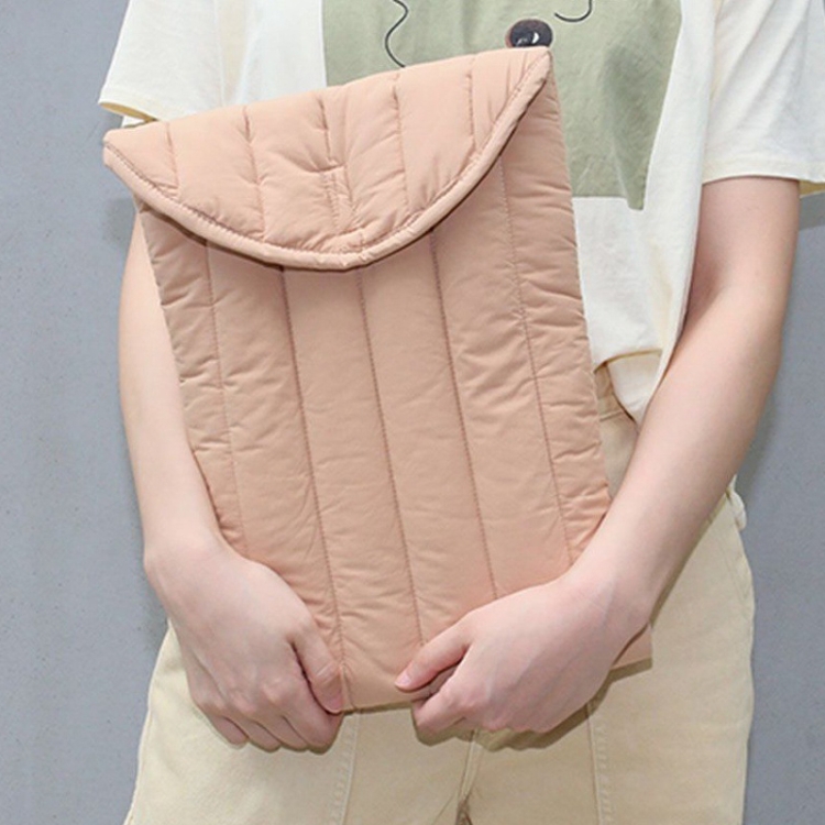 

9.7-11 inch Flat Cotton Embroidery Inner Bag Lightweight Space Cotton Protective Case(Orange Pink)