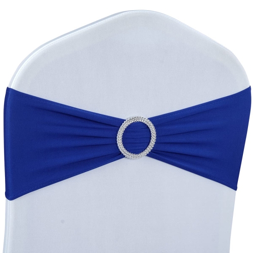 

Tie-Free Elastic Chair Back Flower Bow Chair Cover Seat Decoration Ties Hotel Wedding Supplies(Sapphire Blue)