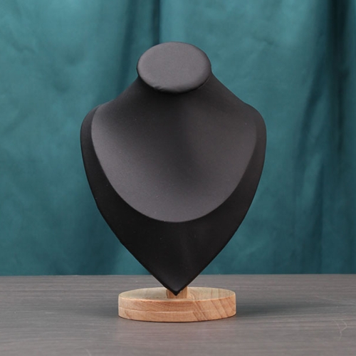 

Solid Wood Medium Portrait Necklace Display Stand Heart Shaped Necklace Counter Display Stand(Black)