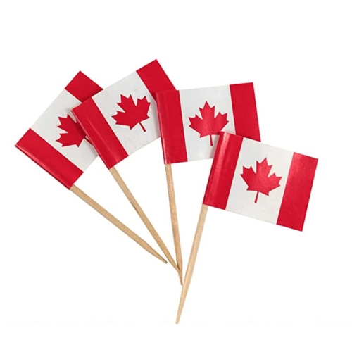 

100pcs/pack 65mm National Flag Toothpick Cupcake Toppers Cocktail Sticks, Style: Canadian