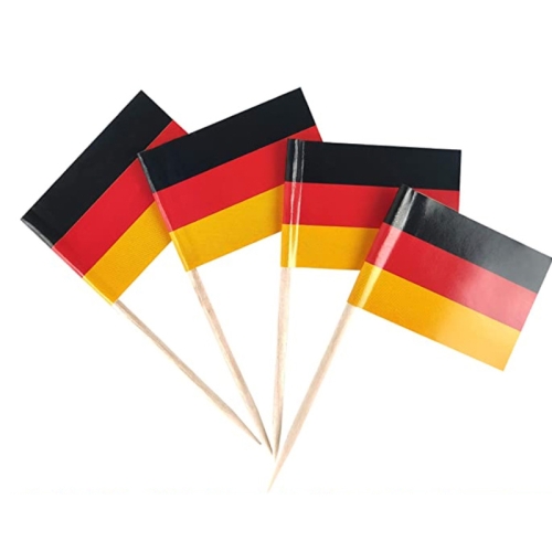 

100pcs/pack 65mm National Flag Toothpick Cupcake Toppers Cocktail Sticks, Style: German