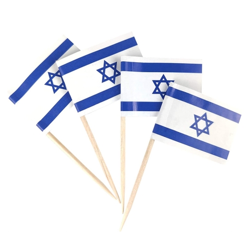 

100pcs/pack 65mm National Flag Toothpick Cupcake Toppers Cocktail Sticks, Style: Israeli