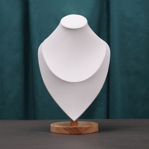 

Solid Wood Large Size Portrait Necklace Display Stand Heart Shaped Necklace Counter Display Stand(White)