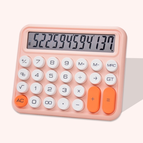 Calcolatrice con tastiera meccanica a 12 cifre Calcolatrice con pulsanti  grandi e carini (Ragazza Rosa)