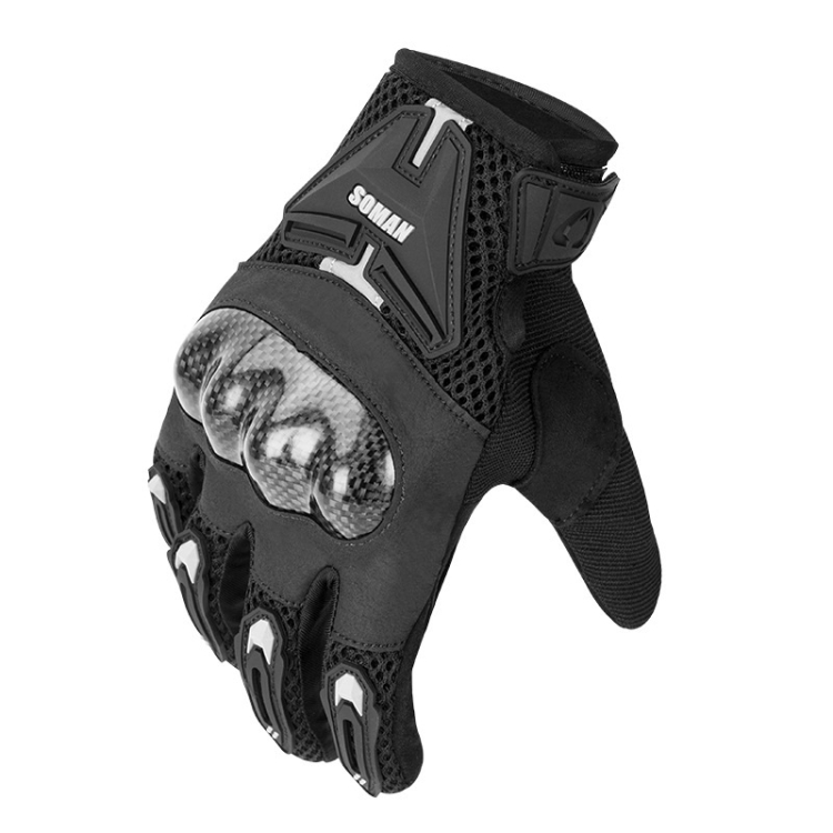 

SOMAN Motorcycle Riding Anti-fall Breathable Anti-slip Carbon Fiber Gloves, Size: M(Black)