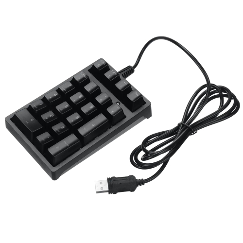 

198I K21 Wired Mechanical Dightal Keyboard Multifunction Button RGB Backlight Office Keypad(Black)