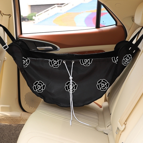 

Car Multifunctional Rear Seat Net Pocket Hanging Storage Bag(Black Camellia)