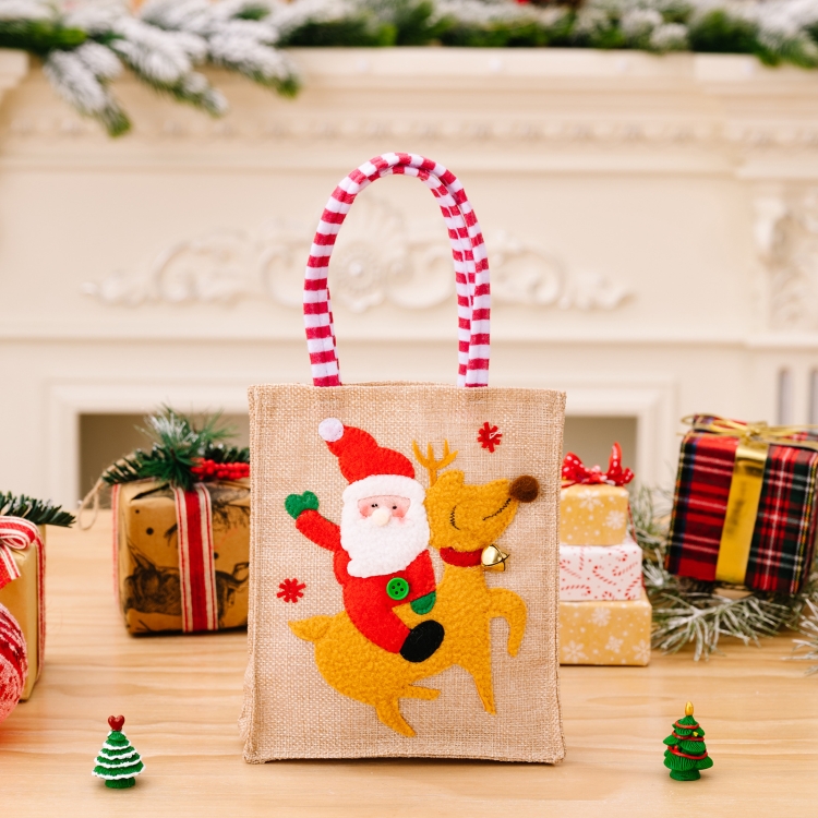 

Christmas Decoration Riding Deer Tote Bag Kids Candy Cartoon Gift Bag, Style: Striped Odl Man