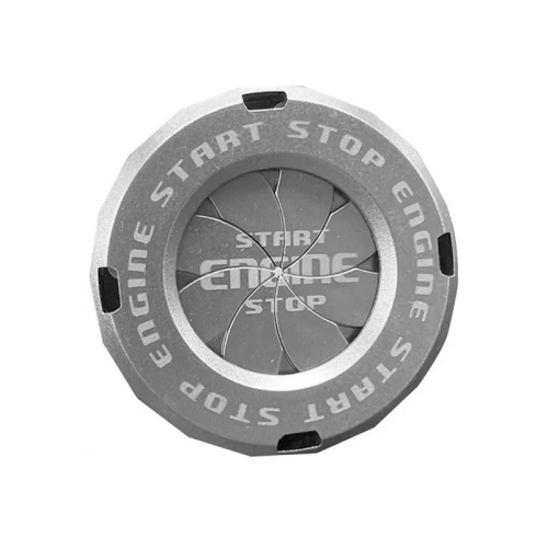 Auto Motorrad Ein-Knopf-Startknopf Zündschalter Rotierende Schutzhülle  (Silber)