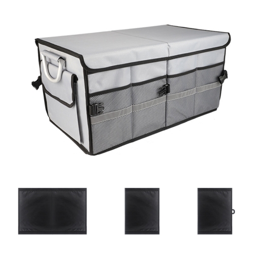 Car Trunk Storage Box Oxford Cloth Folding Organizer With Reflective Strips,  Color: Large Gray