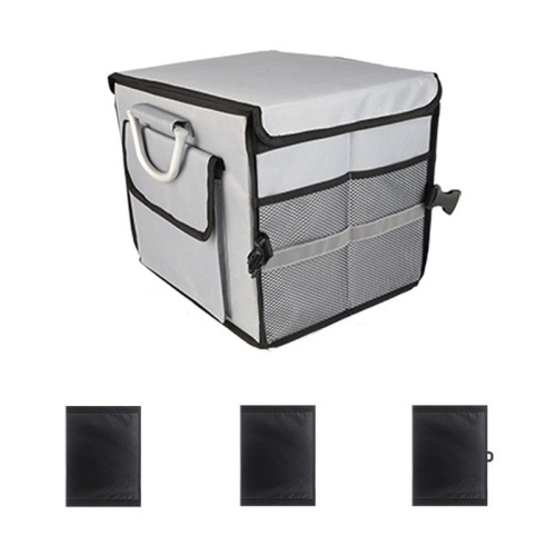 

Car Trunk Storage Box Oxford Cloth Folding Organizer With Reflective Strips, Color: Small Gray