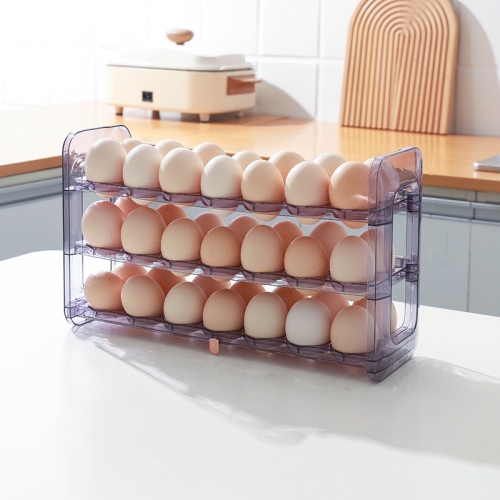 

Refrigerator Flip-Type Eggs Storage Rack Egg Fresh-keeping Box, Size: Large(Taro Purple)