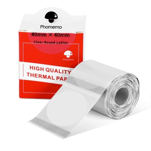 

180pcs /Roll Phomemo For M110 / M200 Printer 40X40mm Circular Transparent Self-Adhesive Tag