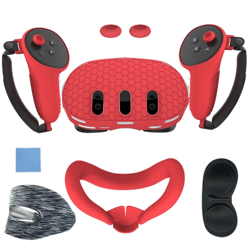 

For Meta Quest 3 7-In-1 Silicone Protective Case Dust-Proof And Drop-Proof VR Accessories(Red)