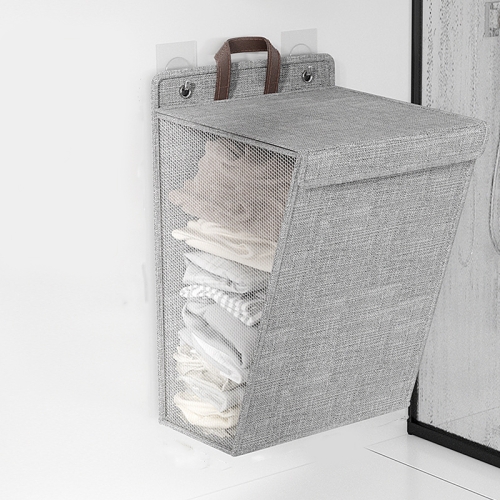 Cesta colgante plegable para la colada, organizador de ropa sucia con tapa,  color: gris 56 x
