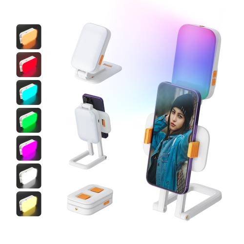 

D2 Pro Mini RGB Fill Light Pocket Light with Mobile Phone Holder(White)