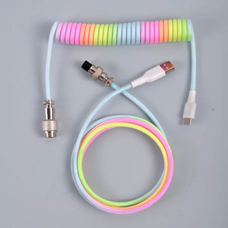 

USB-C/Type-C Mechanical Keyboard Wire Computer Aviation Connector,Cable Length: 3m(Colorful)