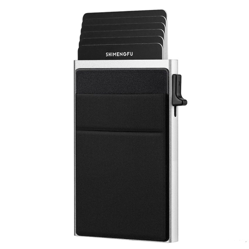 Slim Metal Wallet Pop Up Credit Card Holder RFID Blocking Men Business Card Clip(Silver) boya by v10 one trigger one 2 4g wireless microphone system clip on phone microphone