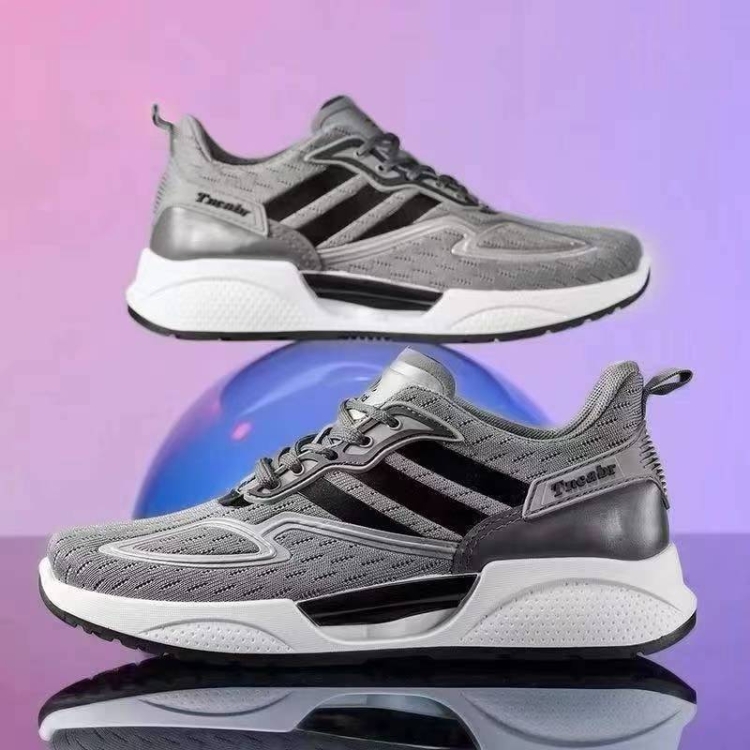 

Tncabr Men Running Shoes Lightweight Shock Absorption Breathable Sport Casual Shoes, Size: 39(Black Gray)