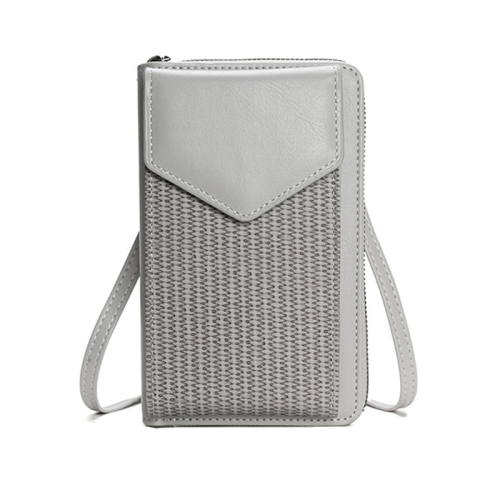 

Multifunctional Weaving Ladies Cell Phone Bag Shoulder Crossbody Wallet(Gray)