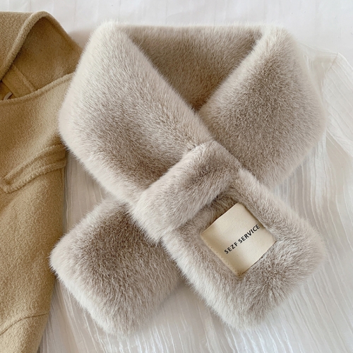 

80cm Winter Thickened Warm Imitation Rabbit Fur Fake Collar(Beige)